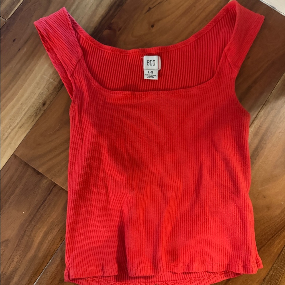 BDG Bright Red Ribbed Tank Top